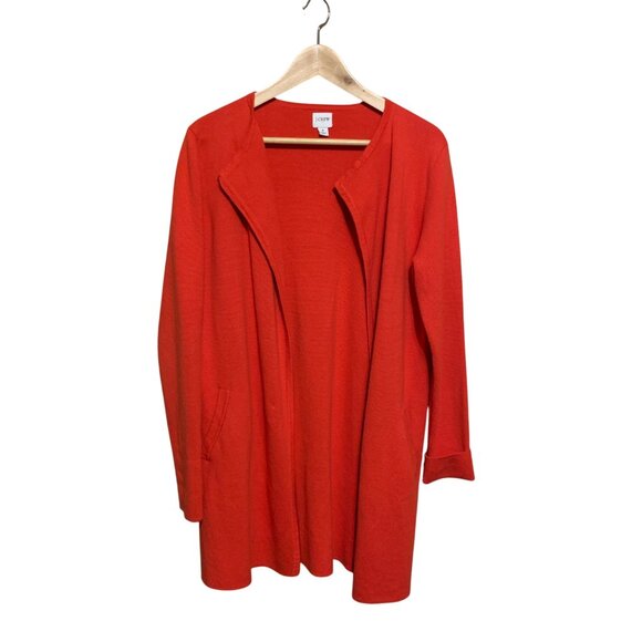 J Crew Women’s Cardigan Long Burnt Orange Open Sz S Heavy Cotton Knit Lagenlook - Picture 3 of 14